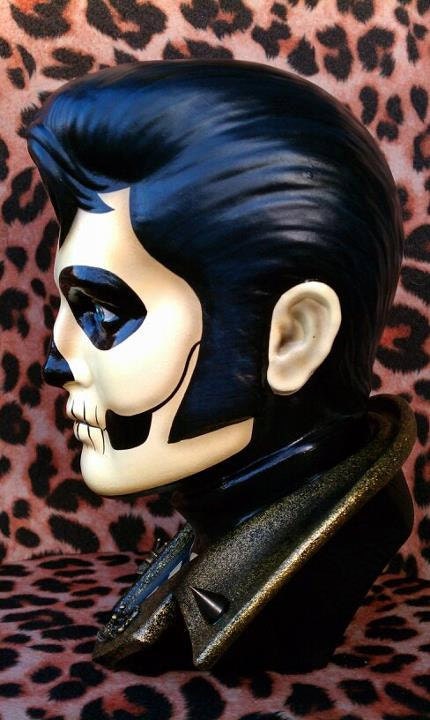 RESERVED for SAMMI Gold Jacket Santa Muerte Day of the Dead Ceramic Bust