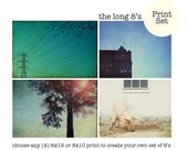 set of four, bonus, vintage, home decor, landscapes the long 8's PRINT SET -you choose-