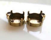 Double Prong Setting /Round Prong Setting / Antique Brass over Brass 2 attached 12mm Prong Setting Pendant