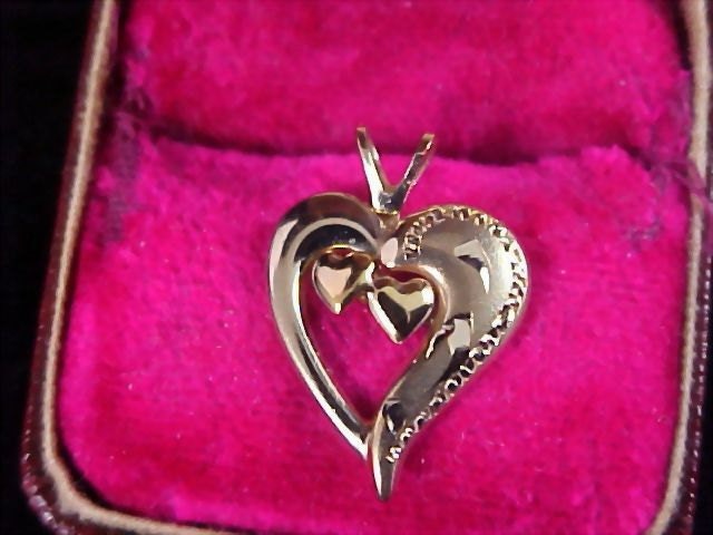 1940's 14K Gold Fill PPD Two Hearts In a Heart Pendant