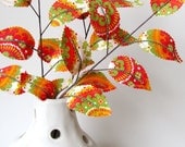 Fabric Leaves- Tangerine Tango Branches (set of 3)