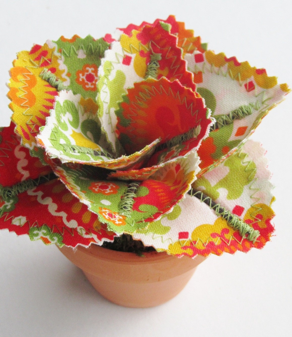 Fabric Leaf Potted Plant - Tangerine Tango Orange Lime Citrus