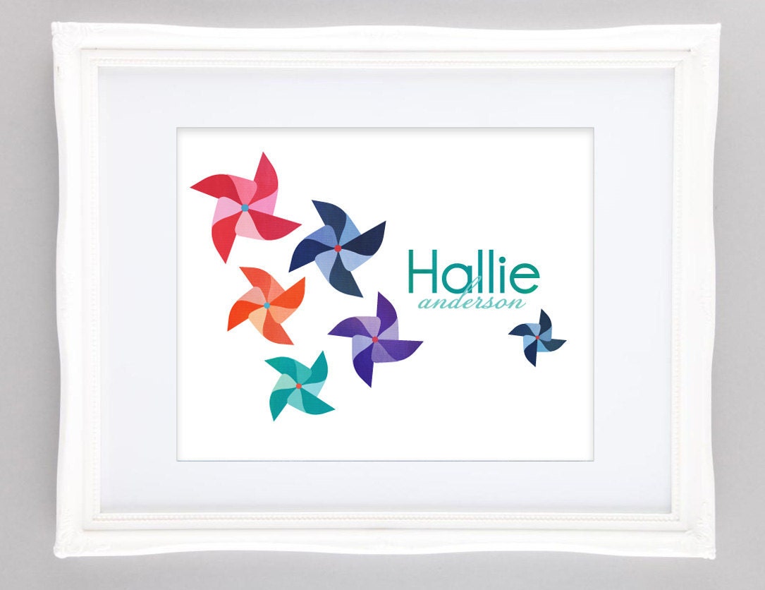 Rainbow Pinwheels Custom Wall Art 8x10, Printable Il_570xn