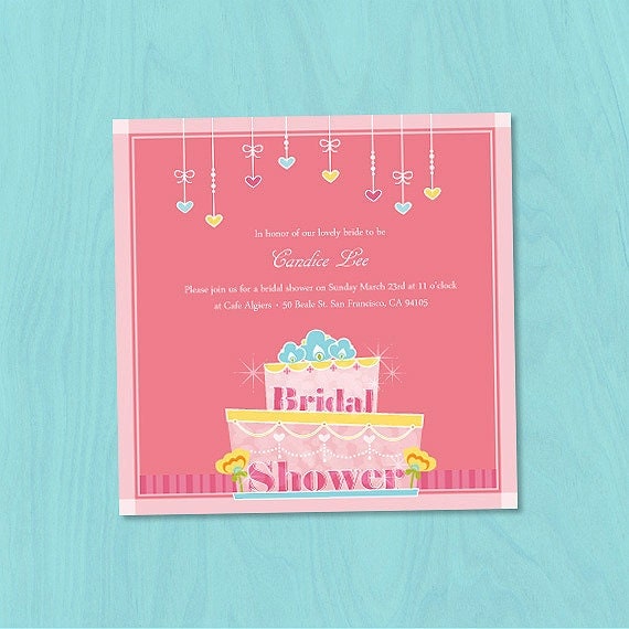 Custom Cake Pink Bridal Shower Party Invitation Il_570xn