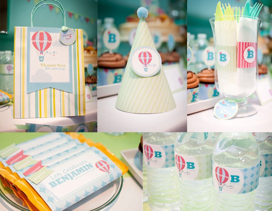 Custom Hot Air Balloon Up and Away Baby Shower DIY Party Package by MayDetails: Full Collection