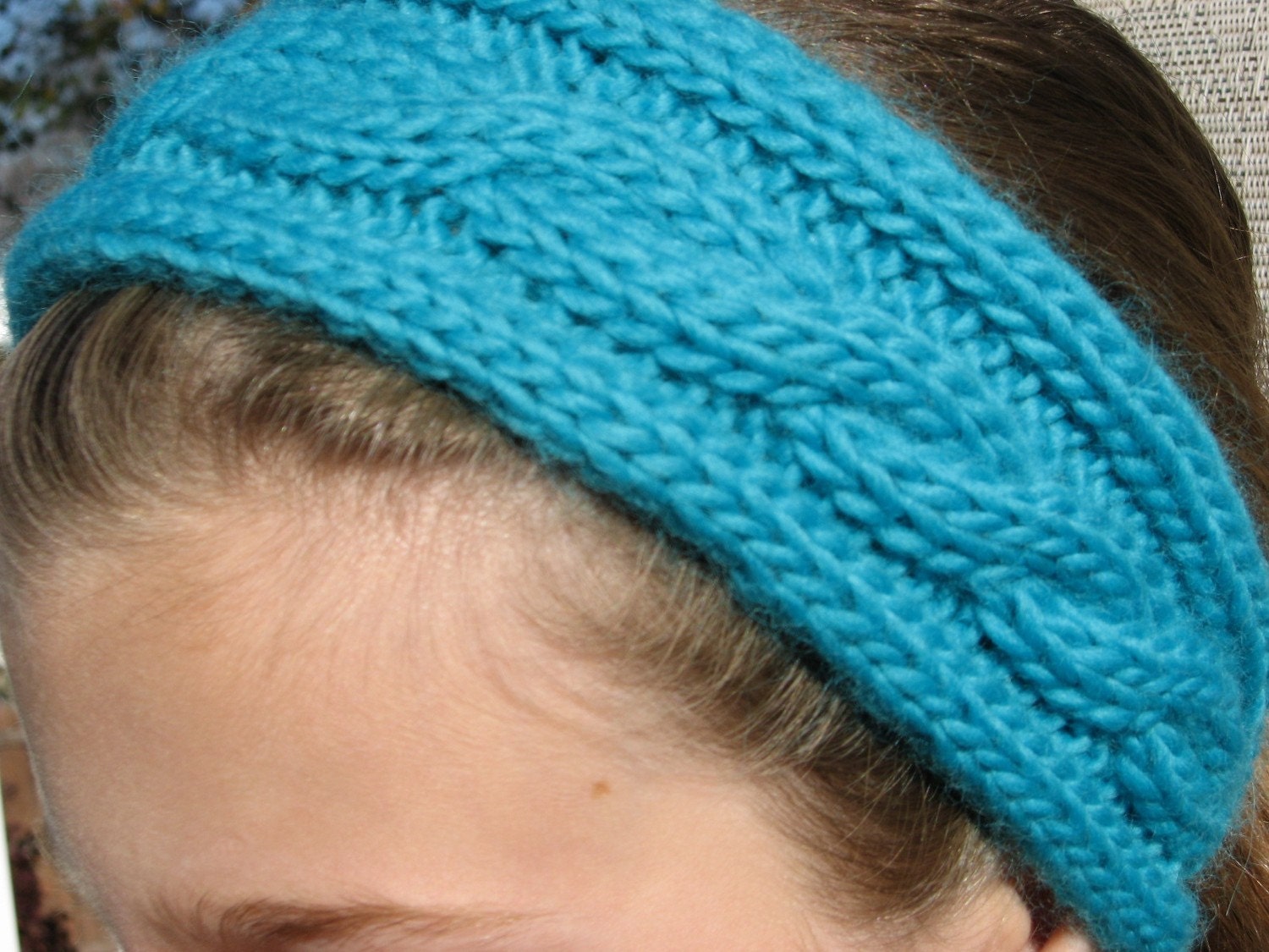 Simply Scruptious Cable knit Headwarmer/Wrap with Tassle Ties, Knitting Pattern pdf