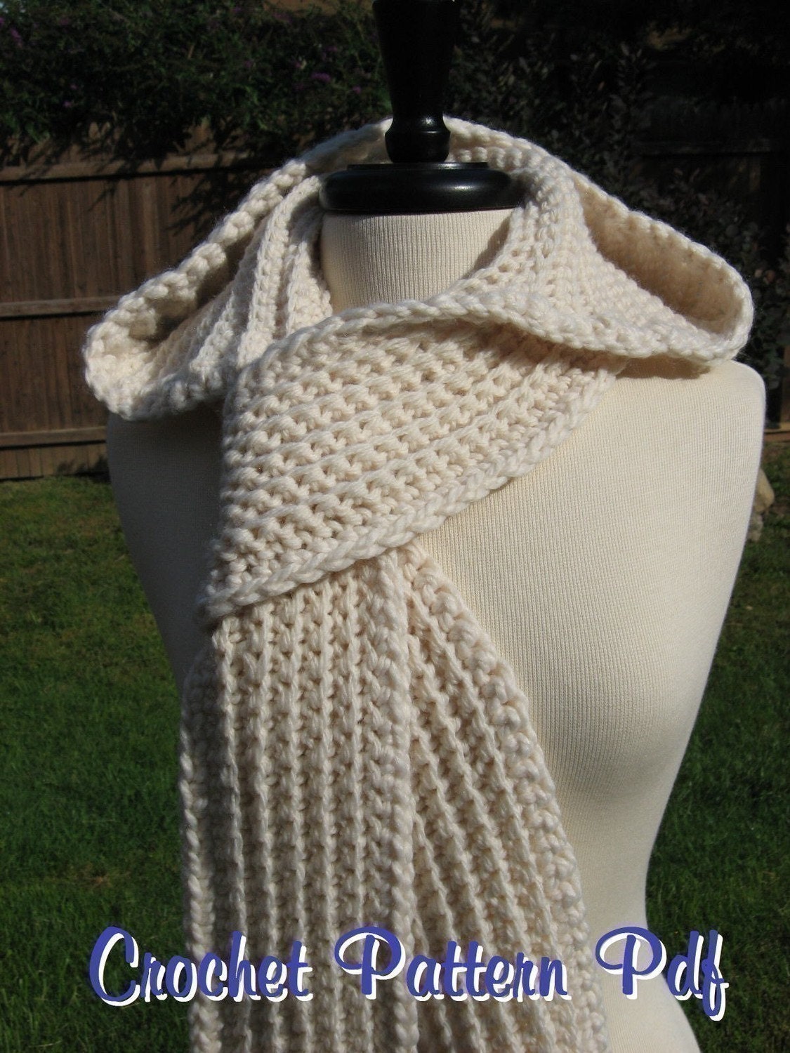 Nordic Hooded Scarf, Crochet Pattern Pdf