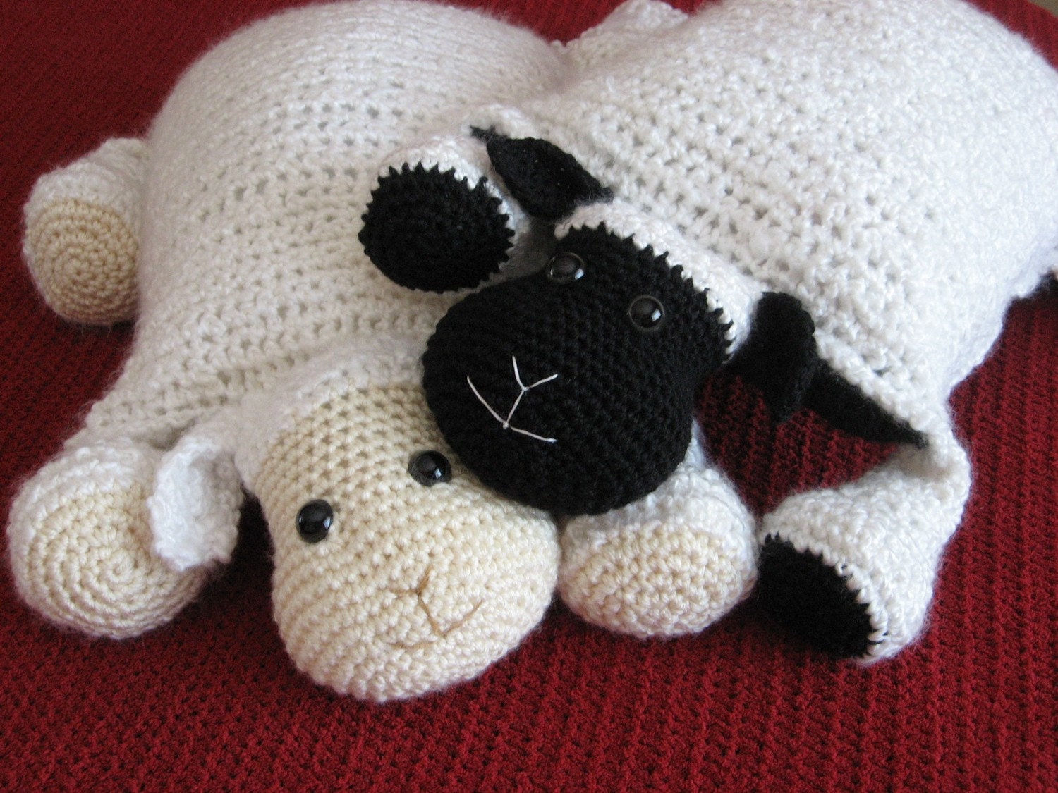 Crochet Lamb, Cute and Cuddley Crochet Critter Pillow, Crochet pattern pdf