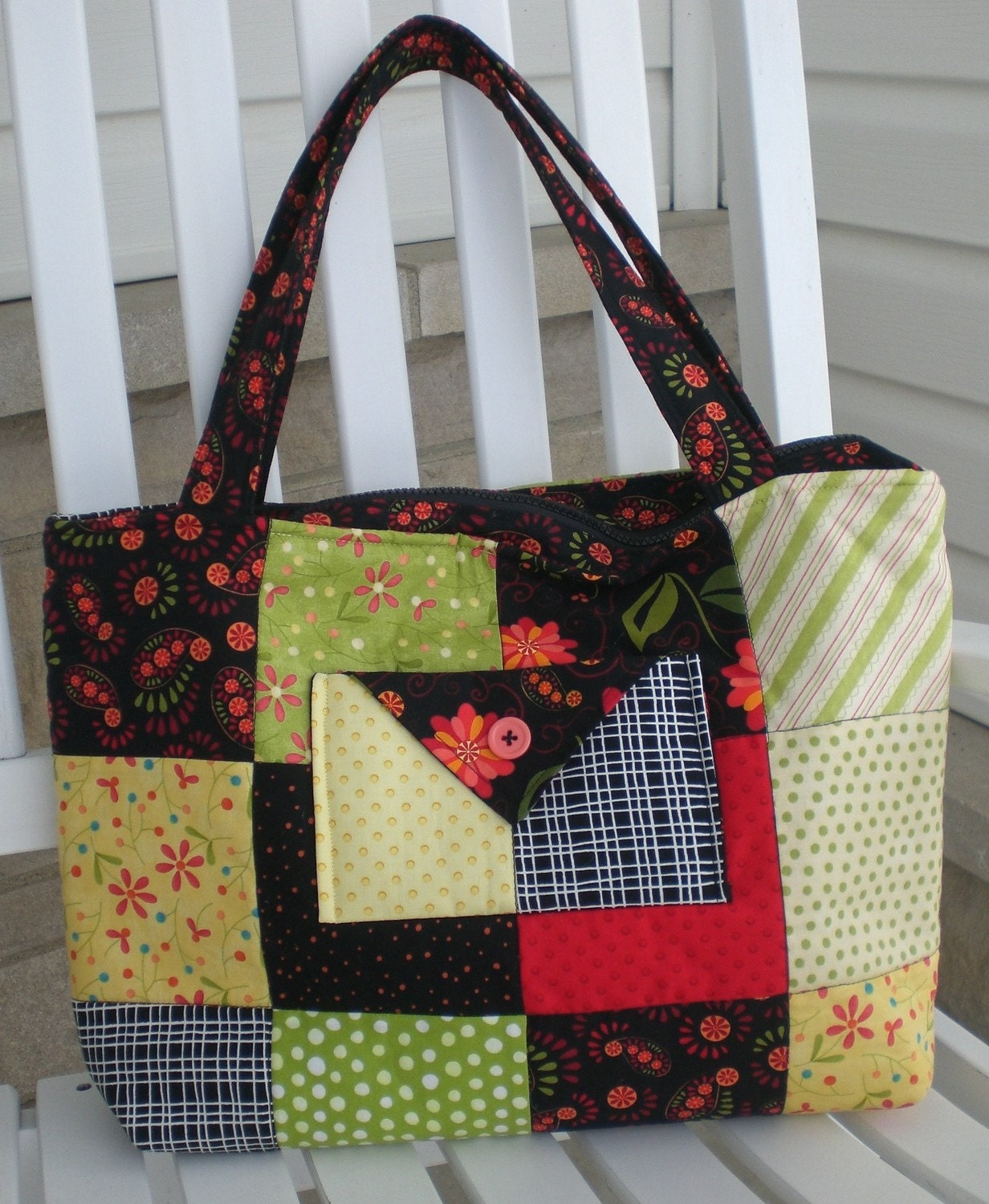 Large Quilted Tote Bag in Beautiful Arabella Fabric