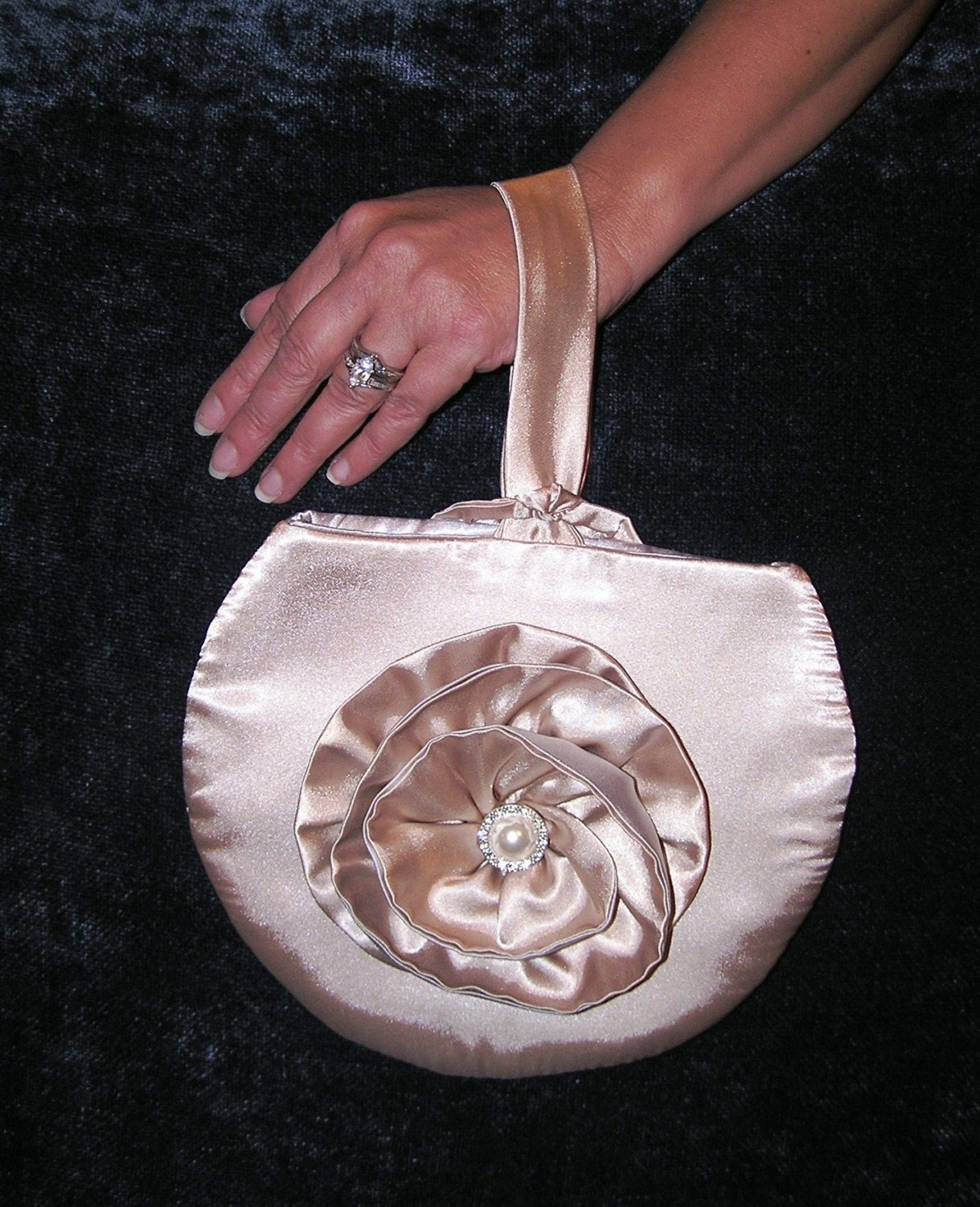 CLOSING SALE-Champagne Satin Wristlet
