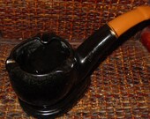 Vintage PIPE ASH TRAY. Made from clay  and hand painted