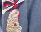 Vintage 1950s denim cat and mouse circle skirt POODLE STYLE
