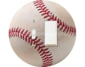 White Baseball Toggle and Decora Rocker Switch Plate Cover