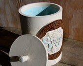 Ceramic Sugar Jar w/ scoop - 70's Mod Old Fashioned Candy Store Style