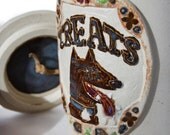 Colorful White Scandinavian Modern Ceramic Dog Treat Canister Jar