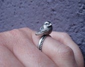 Solid Silver Perched Bird Ring