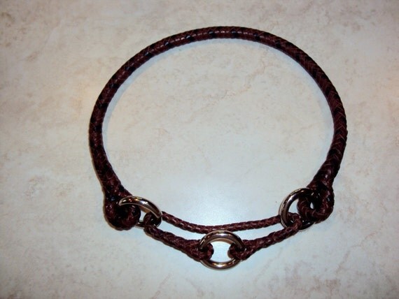 Kangaroo leather martingale dog collar 15.5 inches by BraidARoo