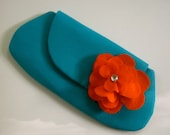 Bridesmaids Gift Wedding Clutch Purse Wallet Spring Summer Bag - Turquoise