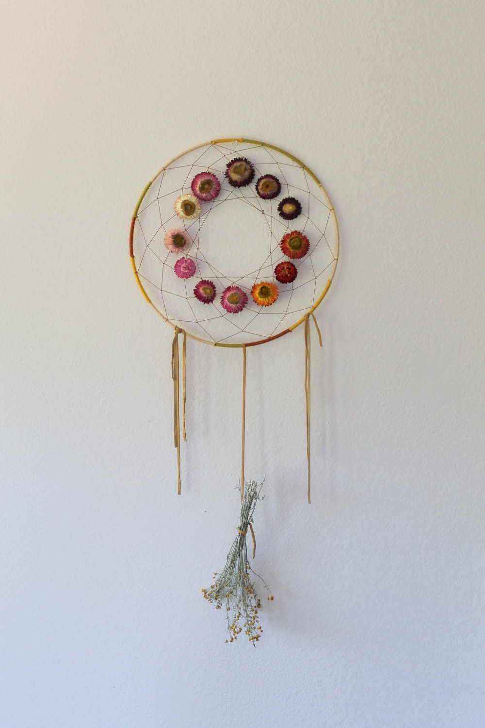 Large Straw Flower Dreamcatcher