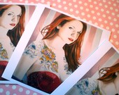 5 x Tattooed Circus Lady burlesque Greetings Cards