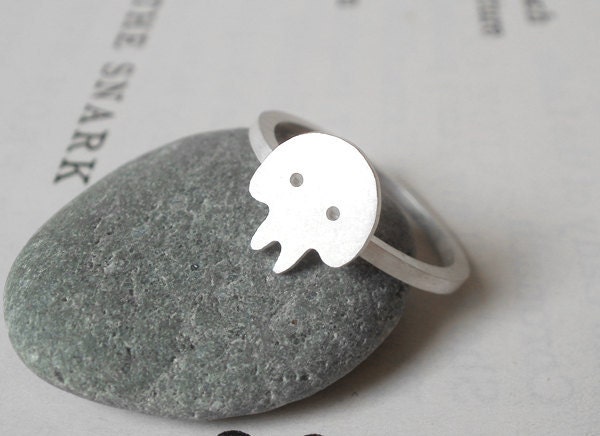 miniature skull ring in sterling silver, handmade in UK