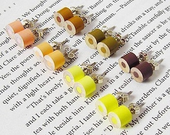 color pencil ear studs, the yellow and brown series