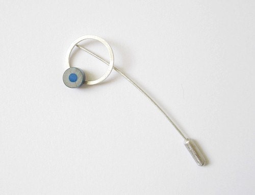 Sterling silver and Cobalt blue color pencil dandelion pin, handmade