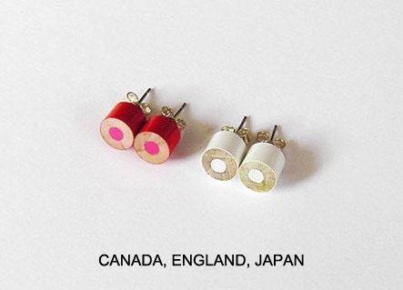 color pencil ear studs, Special Edition - Country Flags (Brizil, Germany, Spain, USA, Canada, UK, AUS, England, Japan)