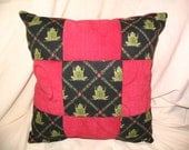 13in square Simple Blocks Feelin' Froggie Green Black Red Rainforrest Green Tree Frog Decorator Throw Pillow OOAK