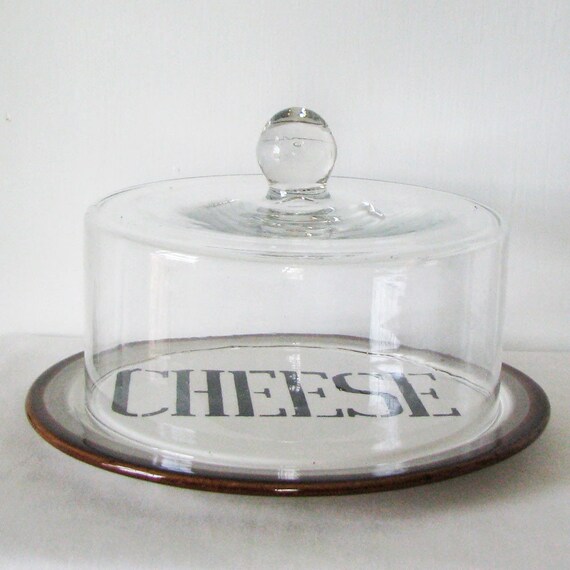 Covered ceramic and glass cheese plate by deEpoca on Etsy