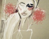cream red beige fashion illustration print drawing painting