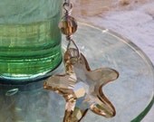 Champagne Starfish Necklace, Crystal Pendant, Sterling Silver, Swarovski, Beach, Summer, Handmade Jewelry