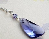 Purple Necklace, Tanzanite Crystal, Swarovski, Sterling Silver, Bridesmaid, Wedding, Handmade Spring Jewelry