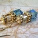 Blue Champagne Crystal Earrings, Aquamarine, Gold Filled, Bridesmaid, Wedding, Bridal Party, Handmade Jewelry, March Birthday
