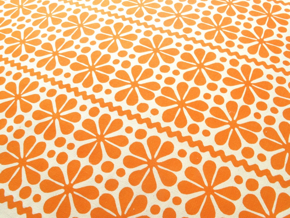 Parade print in Orange on Organic Cotton