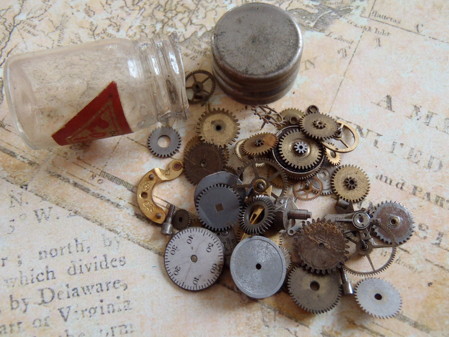 Vintage WATCH PARTS gears - Steampunk parts - v4 Listing is for all the watch parts seen in photos