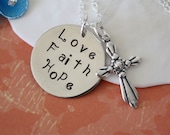 Love Faith N Hope Sterling Silver Cross Necklace