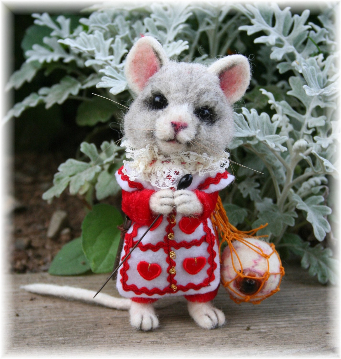 Tha Mad Hatter's Sidekick, Mallymkum, the Dormouse OOAK Needle felted Artist Character Doll