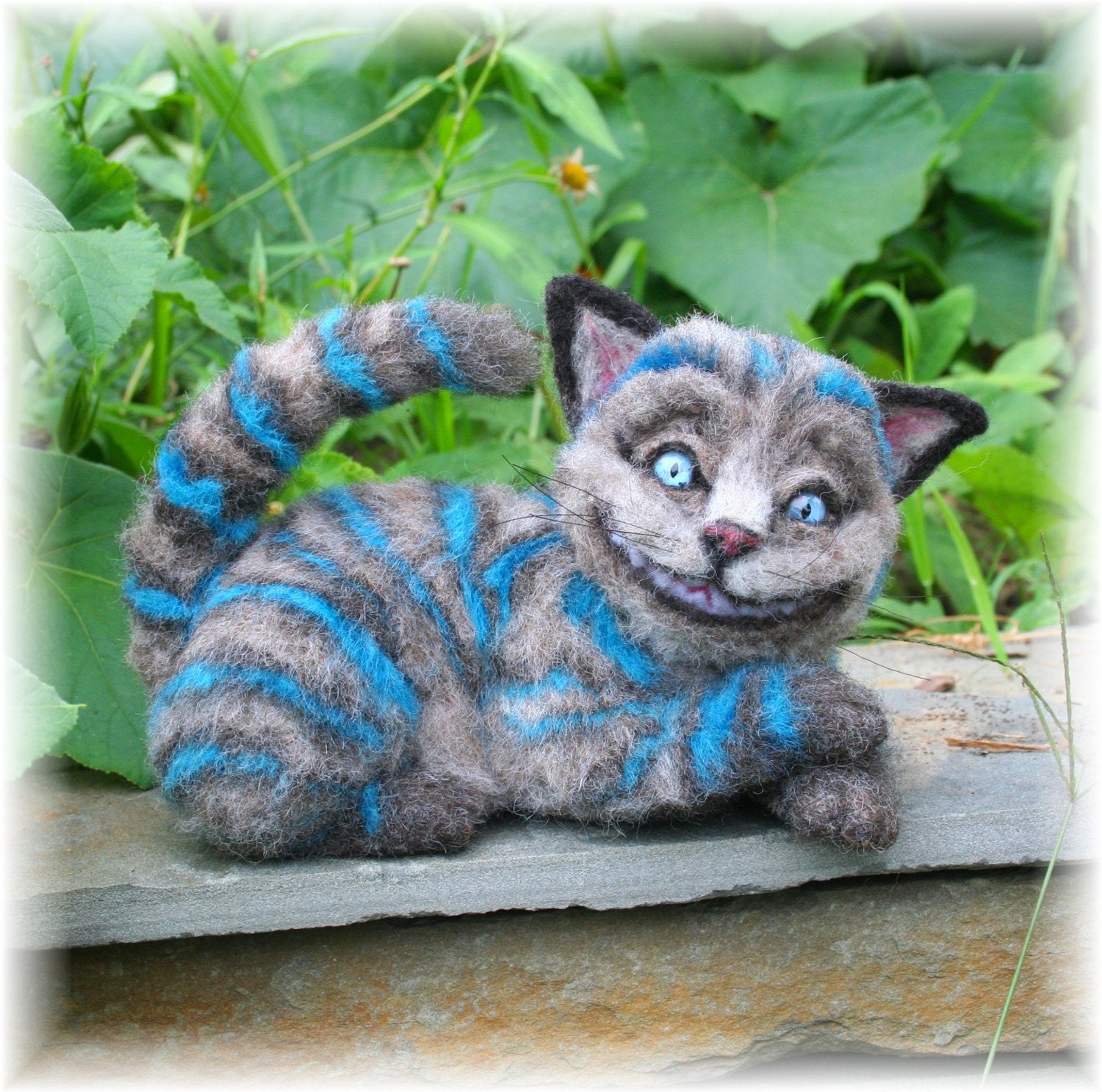 Cheshire Cat from Wonderland OOAK Alpaca Needle Felt