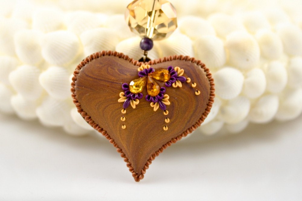 golden sunset - sparkling heart pendant