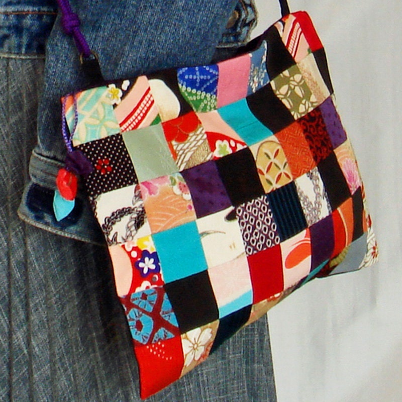 Japanese Vintage Kimono 2 Way Patchwork Bag - P-20