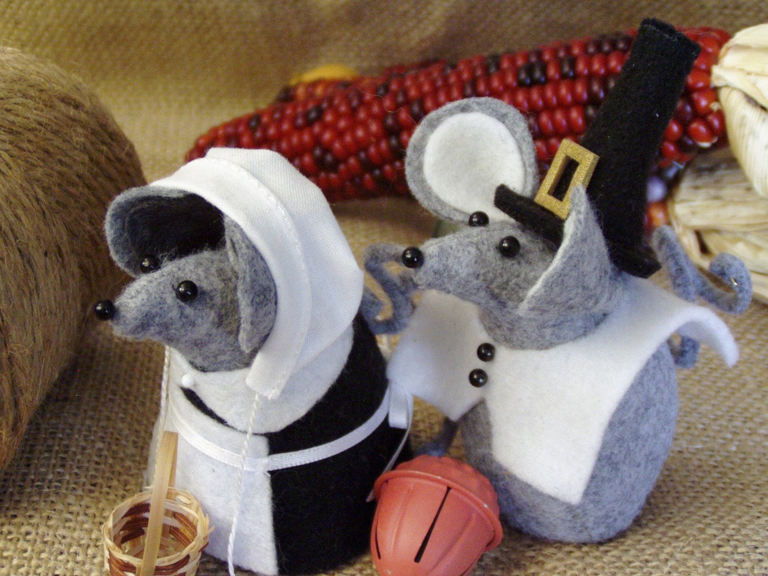 Little Gray Felt Mouse Pilgrims