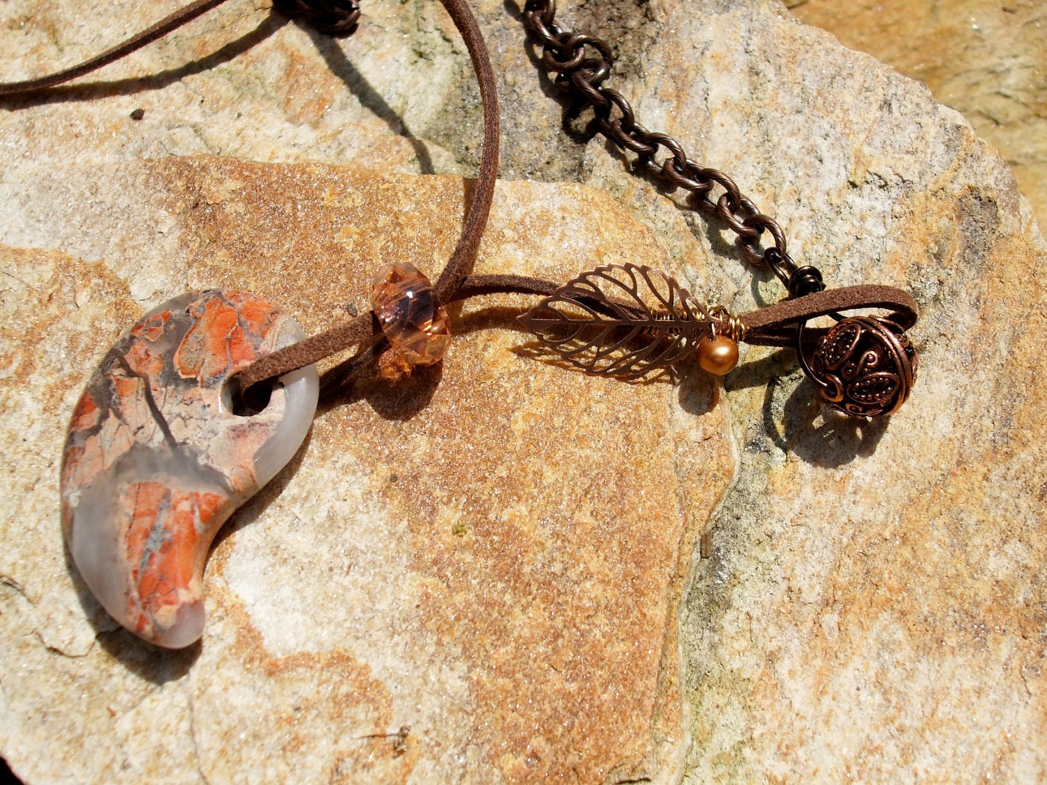 Agate and Copper Necklace  "Back to Nature"