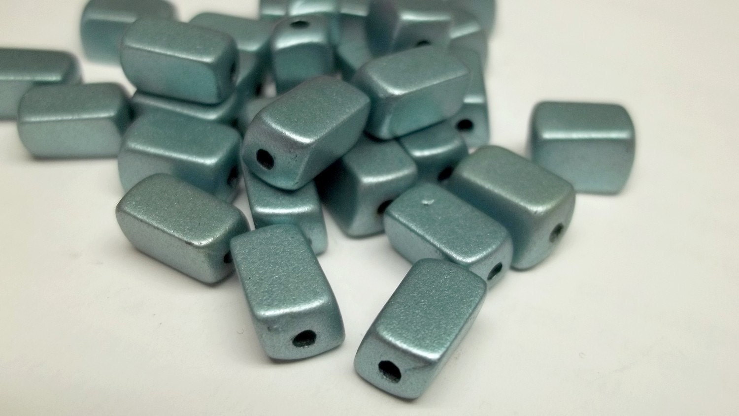Steal grey plastic rectangular beads 10x5mm