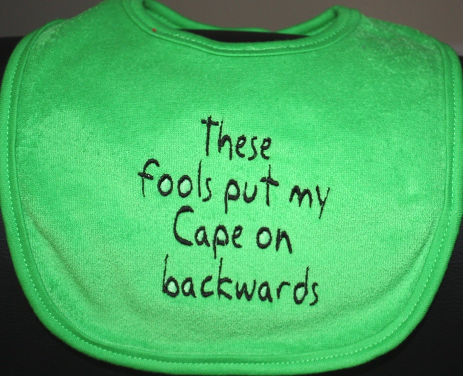 Embroidered Bib for Baby-Backwards Cape- GREEN