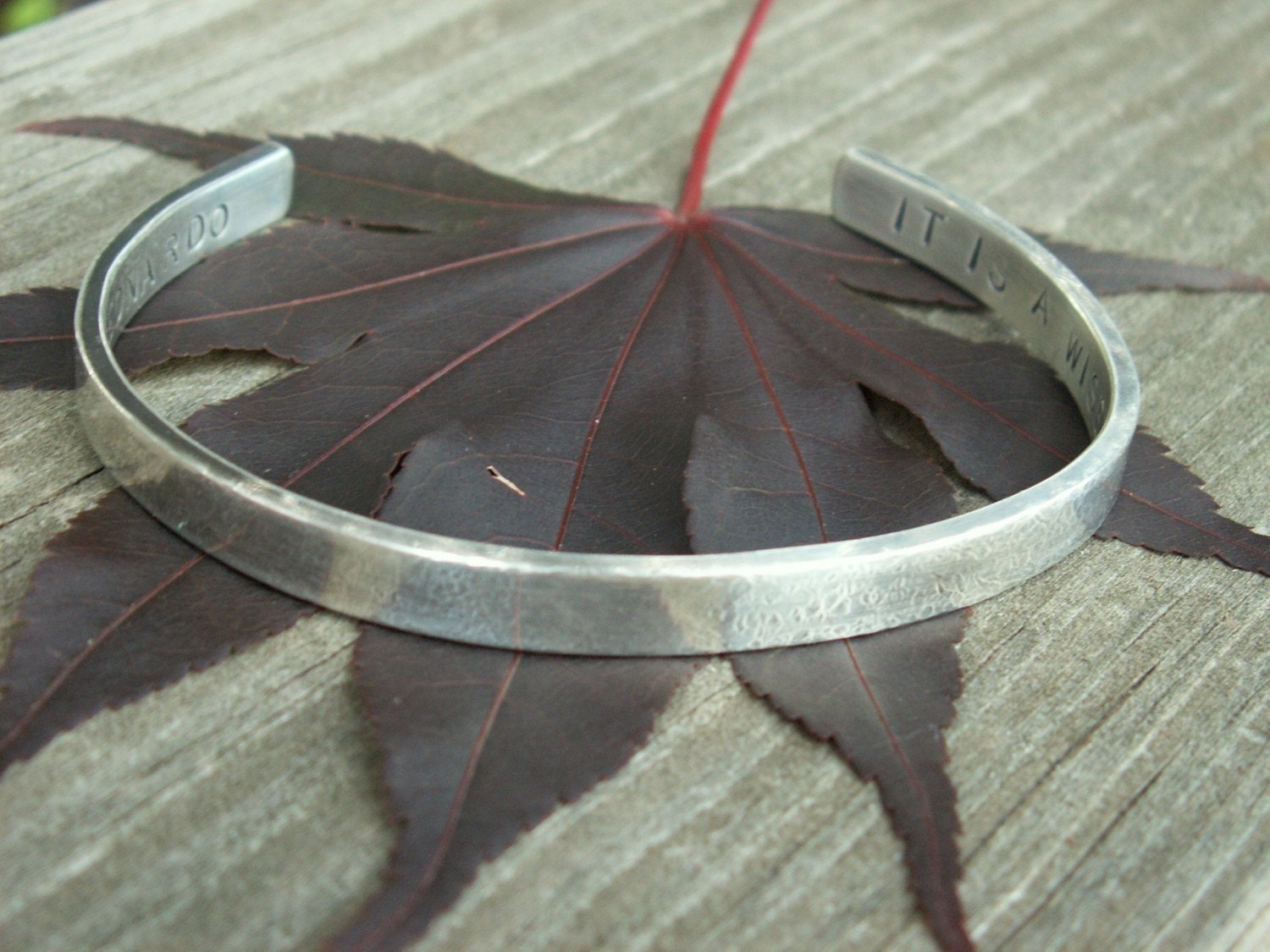 Mens thick cuff hand hammered with secret inscription