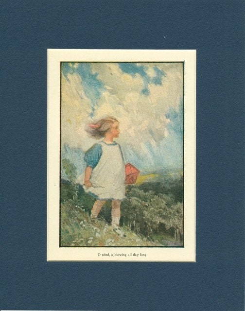 Adorable 1920 Child in O Wind A-Blowing Vintage Print