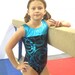 Girls Gymnastics Leotard Inspired by London Child size 11 12 14 16 metallic turquoise black circles design New gym tank leo