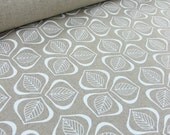 Leaves Handprinted Fabric - Chalk