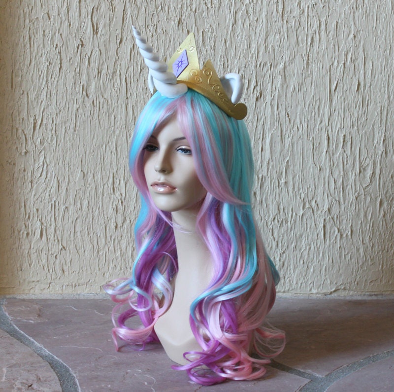 Princess Celestia costume cosplay wig - blue purple pink wig / my little pony cosplay / unicorn / friendship is magic